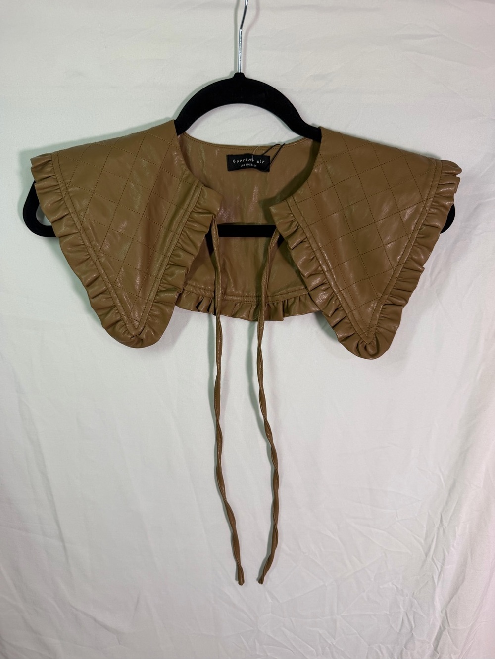 Current Air Quilted Ruffle Crossbody Bag in Tan